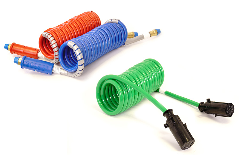 truck red and green coiled airlines with green  abs cable